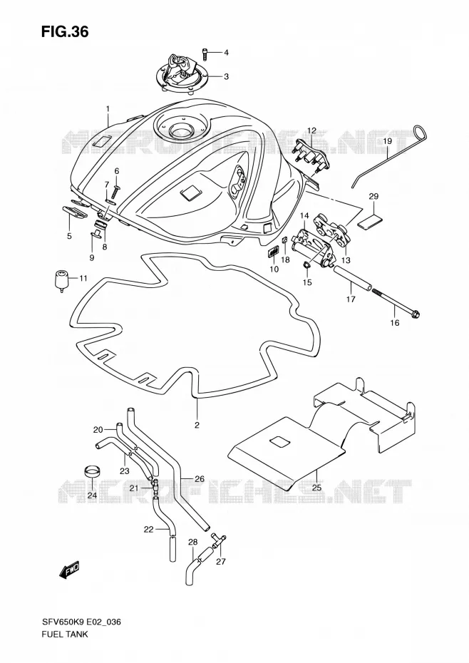 RESERVOIR D'ESSENCE (MODEL K9) Suzuki MOTO 650 GLADIUS 2009  SFV650UK9(E24)