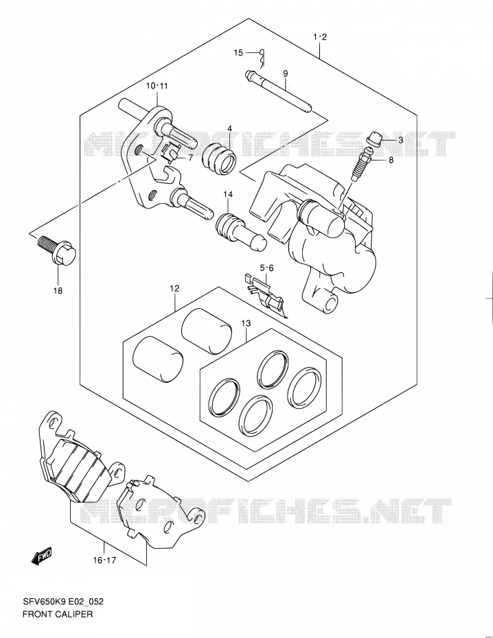 ETRIER DE FREIN AVANT Suzuki MOTO 650 GLADIUS 2010  SFV650UL0(E19)
