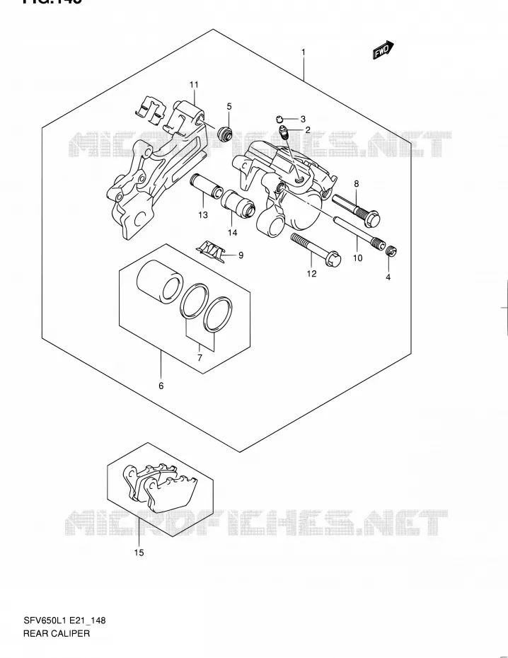 ETRIER DE FREIN ARRIERE (SFV650UL1 E21) Suzuki MOTO 650 GLADIUS 2011  SFV650UL1(E24)