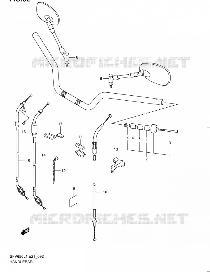 GUIDON (SFV650UL1 E21) Suzuki MOTO 650 GLADIUS 2011  SFV650UL1(E24)