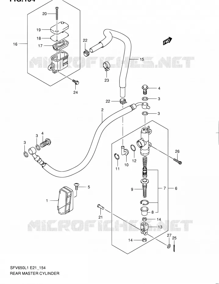 MAITRE CYLINDRE ARRIERE (SFV650UL1 E21) Suzuki MOTO 650 GLADIUS 2011  SFV650UL1(E24)