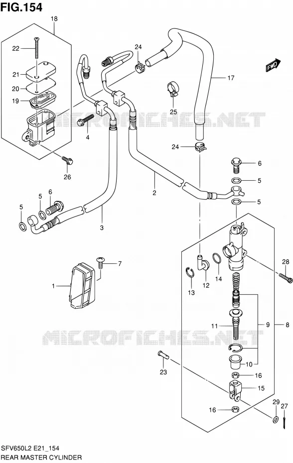 MAITRE CYLINDRE ARRIERE (SFV650AL2 E21) Suzuki MOTO 650 GLADIUS 2012  SFV650UL2(E21)