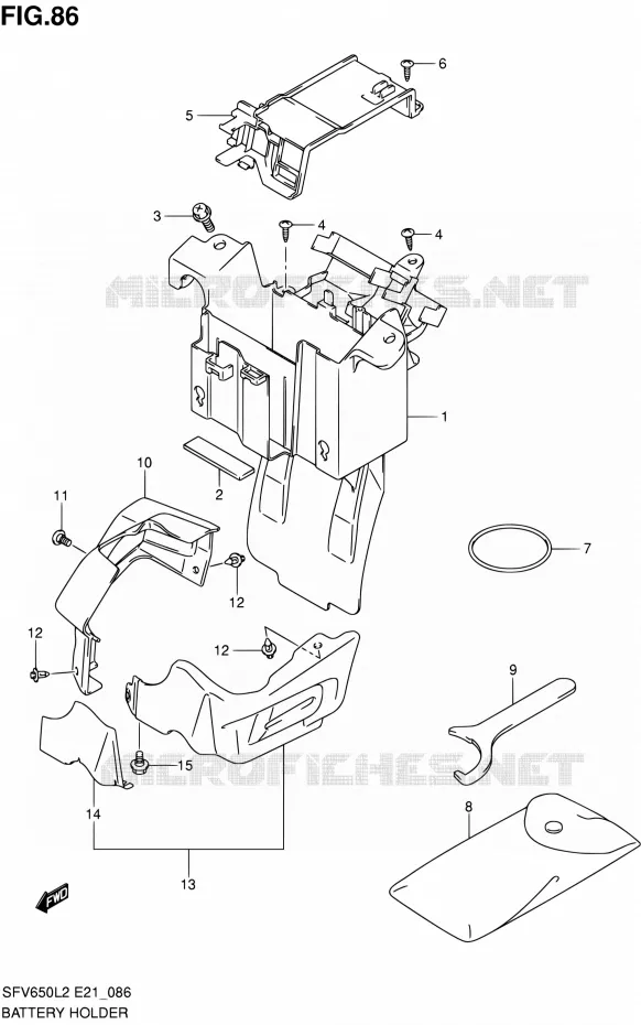 BAC A BATTERIE - OUTILS (SFV650UAL2 E21) Suzuki MOTO 650 GLADIUS 2012  SFV650UL2(E24)