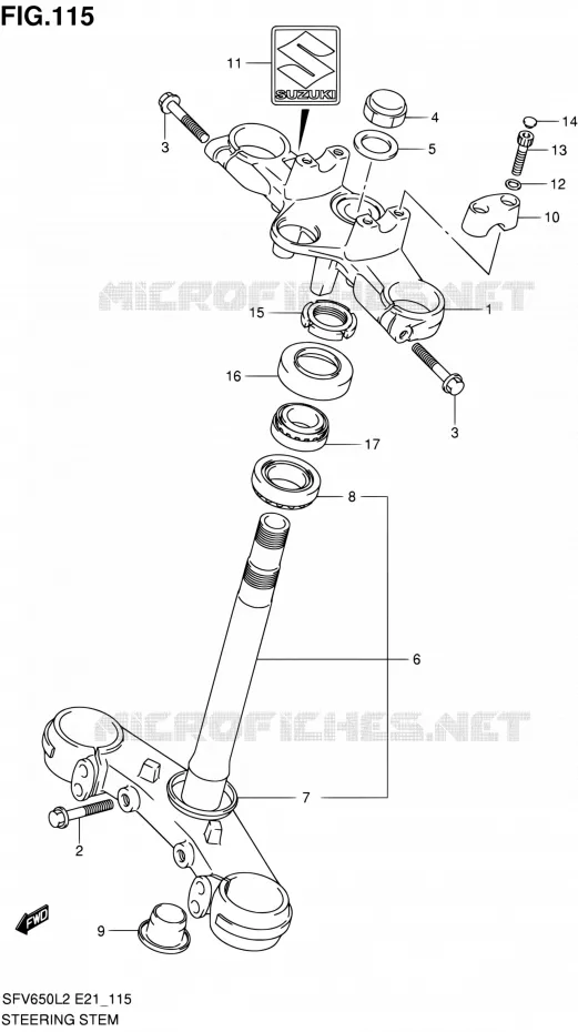 COLONNE DE DIRECTION Suzuki MOTO 650 GLADIUS 2012  SFV650UL2(E24)