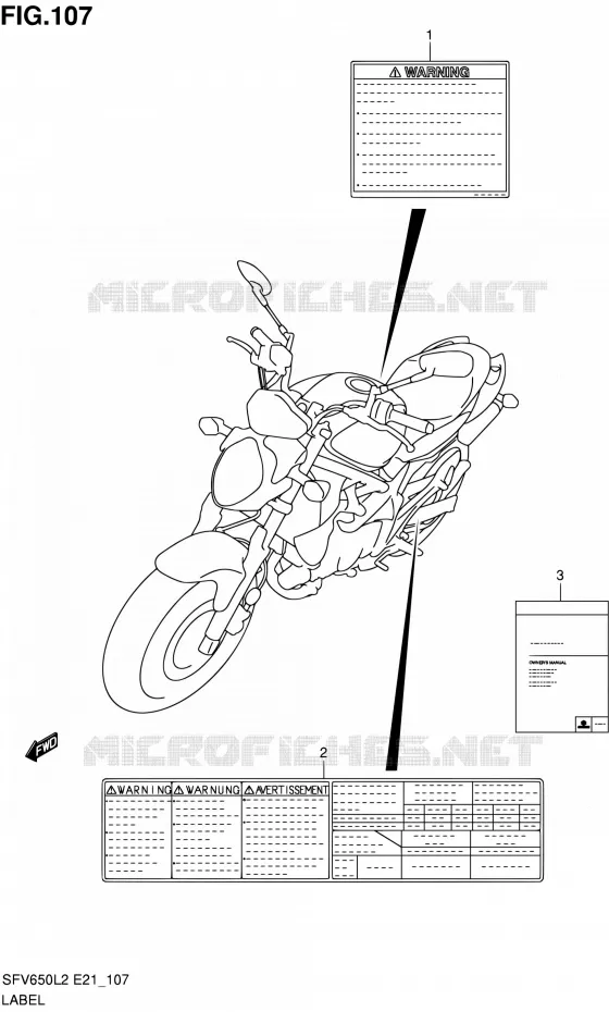 ETIQUETTE (SFV650UAL2 E21) Suzuki MOTO 650 GLADIUS 2012  SFV650UL2(E24)
