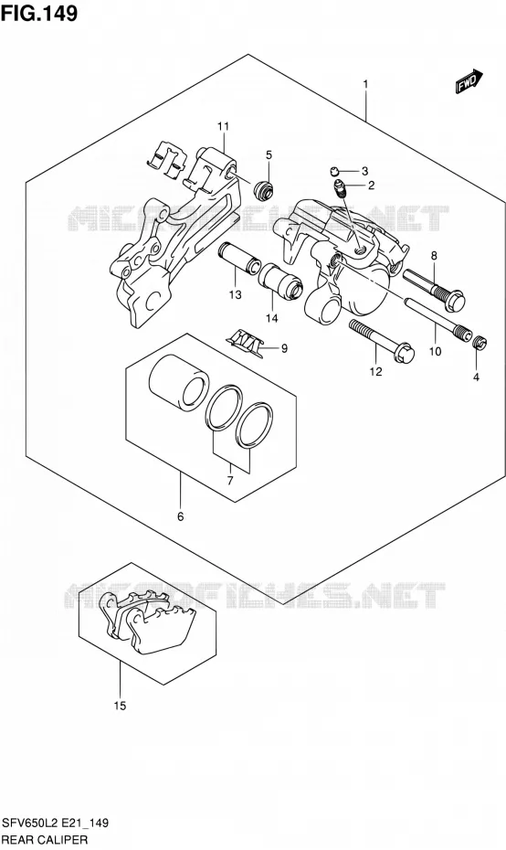 ETRIER DE FREIN ARRIERE (SFV650UAL2 E21) Suzuki MOTO 650 GLADIUS 2012  SFV650UL2(E24)