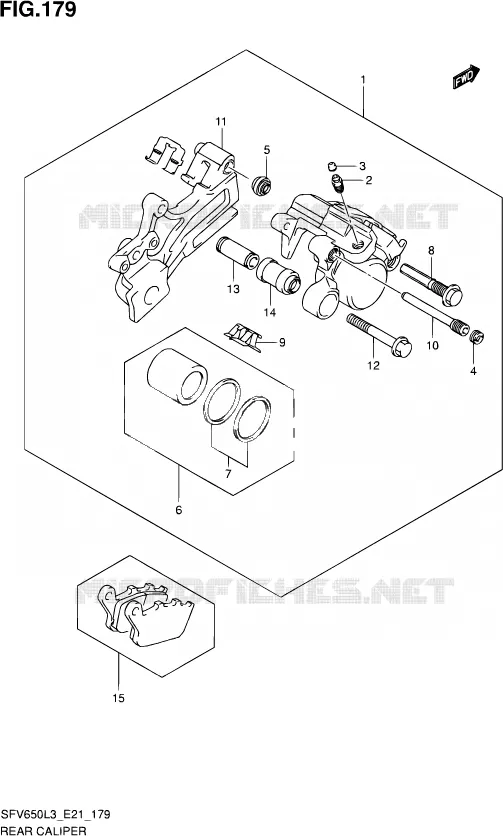 ETRIER DE FREIN ARRIERE (SFV650AL3 E21) Suzuki MOTO 650 GLADIUS 2013  SFV650U L3 (E21)