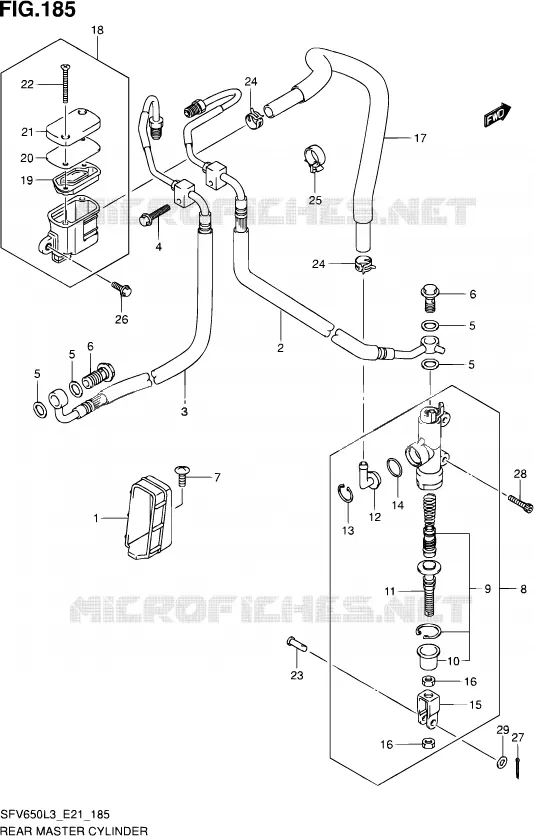 MAITRE CYLINDRE ARRIERE (SFV650AL3 E21) Suzuki MOTO 650 GLADIUS 2013  SFV650U L3 (E21)