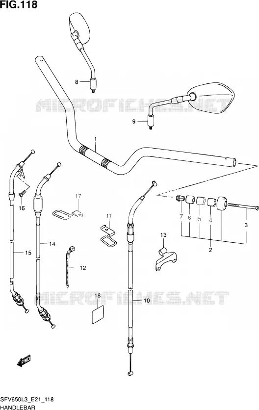 GUIDON (SFV650AL3 E21) Suzuki MOTO 650 GLADIUS 2013  SFV650U L3 (E24)