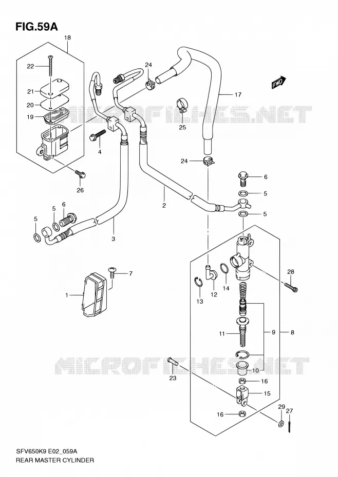 MAITRE CYLINDRE ARRIERE (SFV650AK9/UAK9/AL0/UAL0) Suzuki MOTO 650 GLADIUS 2009  SFV650UAK9(E19)