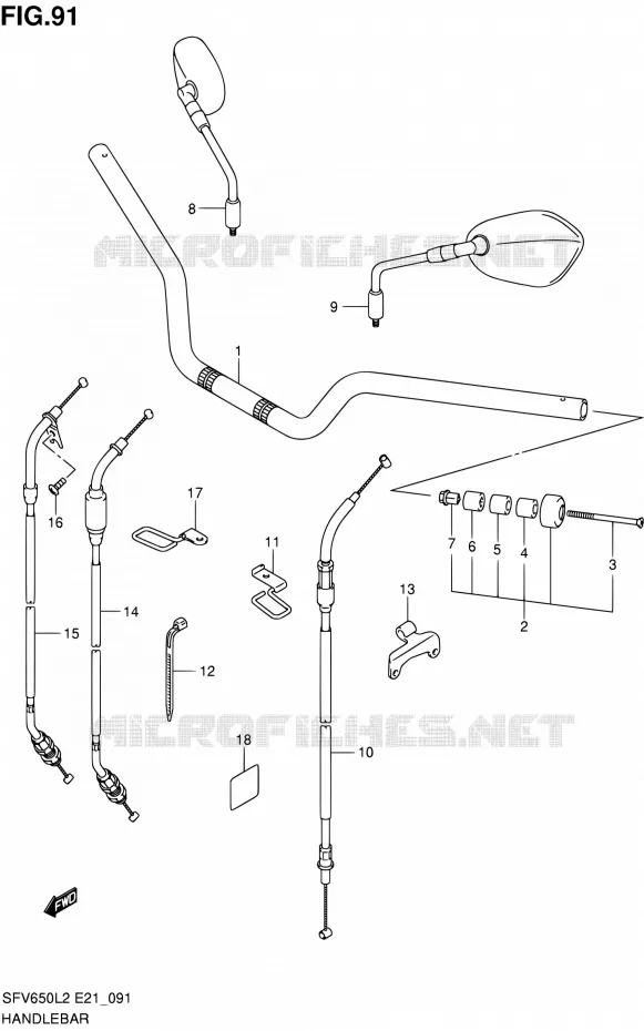 GUIDON (SFV650UL2 E21) Suzuki MOTO 650 GLADIUS 2012  SFV650UAL2(E21)