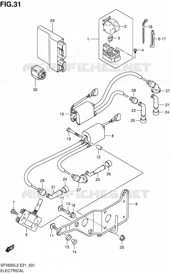 PARTIE ELECTRIQUE (SFV650L2 E21) Suzuki MOTO 650 GLADIUS 2012  SFV650UAL2(E21)