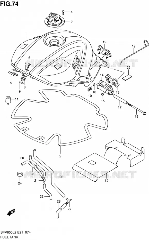 RESERVOIR D'ESSENCE (SFV650UL2 E24) Suzuki MOTO 650 GLADIUS 2012  SFV650UAL2(E21)