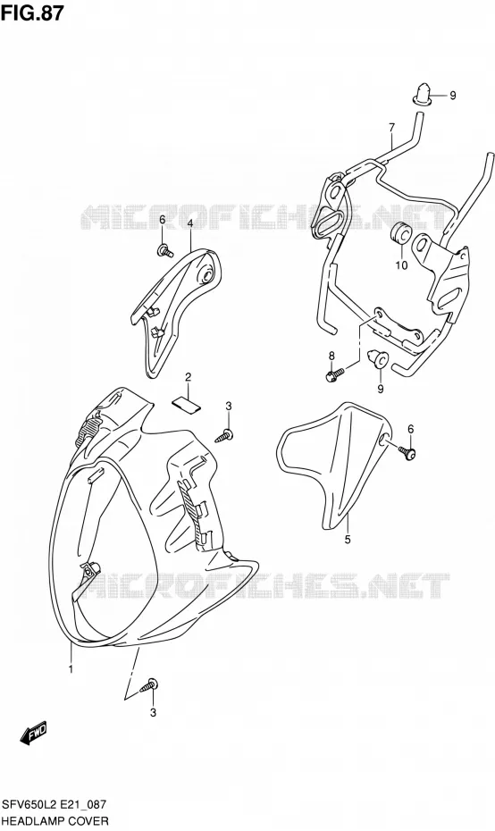 SUPPORT - CARENAGES DE PHARE Suzuki MOTO 650 GLADIUS 2012  SFV650UAL2(E21)