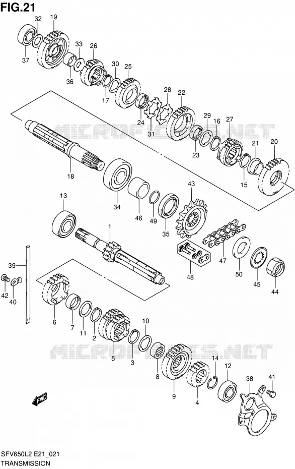TRANSMISSION Suzuki MOTO 650 GLADIUS 2012  SFV650UAL2(E21)