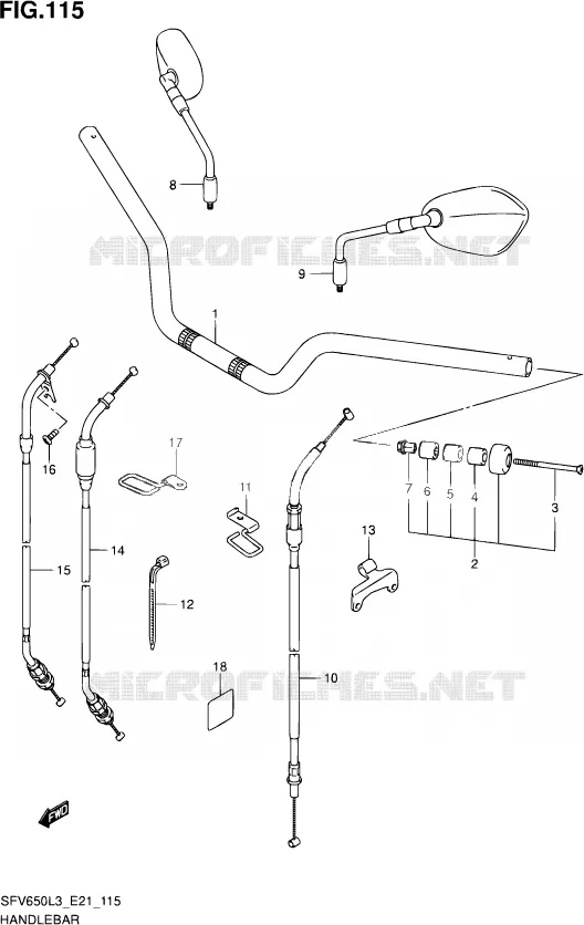 GUIDON (SFV650L3 E24) Suzuki MOTO 650 GLADIUS 2013  SFV650UA L3 (E21)