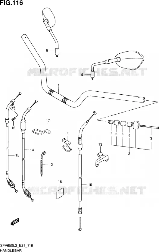 GUIDON (SFV650UL3 E21) Suzuki MOTO 650 GLADIUS 2013  SFV650UA L3 (E21)