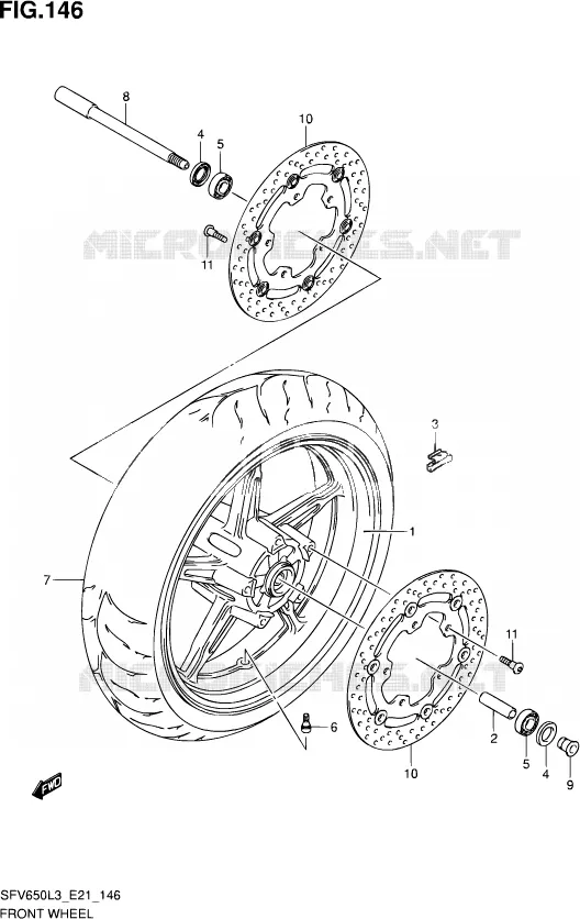 ROUE AVANT (SFV650L3 E21) Suzuki MOTO 650 GLADIUS 2013  SFV650UA L3 (E21)
