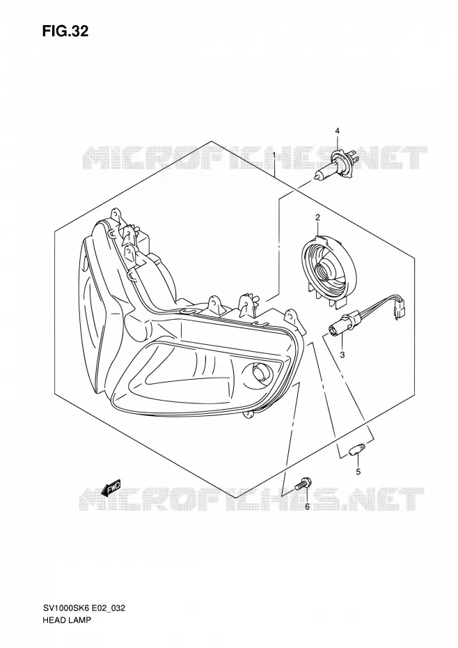 PHARE (SV1000 S/S1/S2) Suzuki MOTO 1000 SV 2006  SV1000K6(E19)