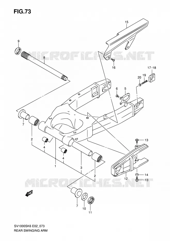 BRAS OSCILLANT ARRIERE Suzuki MOTO 1000 SV 2007  SV1000SK7(E19)