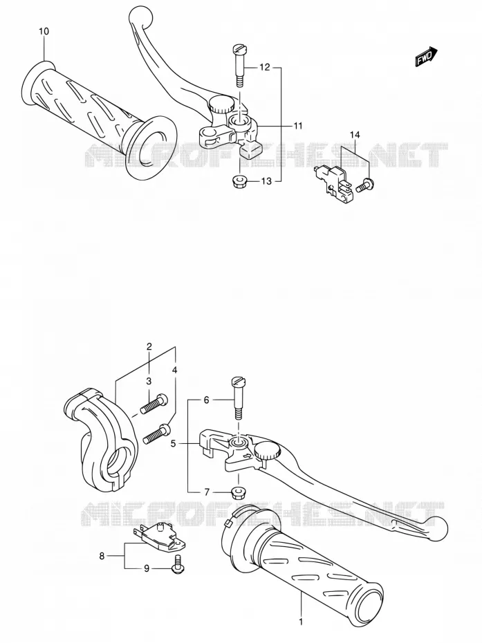 ENSEMBLE LEVIERS - POIGNEES (SV1000S/S1/S2) Suzuki MOTO 1000 SV 2005  SV1000S2ZK5