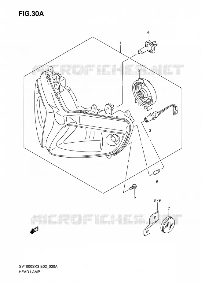 PHARE (SV1000S E24) Suzuki MOTO 1000 SV 2005  SV1000SZK5