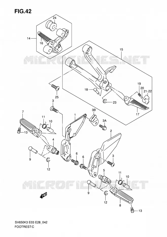 REPOSE PIED (MODELE K3) Suzuki MOTO 650 SV-S 2003  SV650K3/SV650SK3