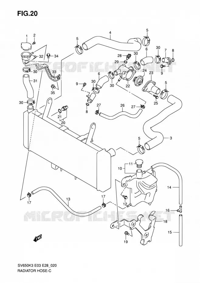 DURITE DE RADIATEUR Suzuki MOTO 650 SV-S 2005  SV650K5/SV650SK5