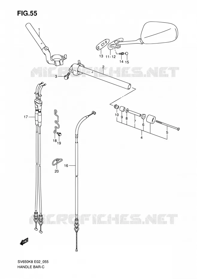 GUIDON (WITH COWLING) Suzuki MOTO 650 SV 2008  SV650K8(E19)