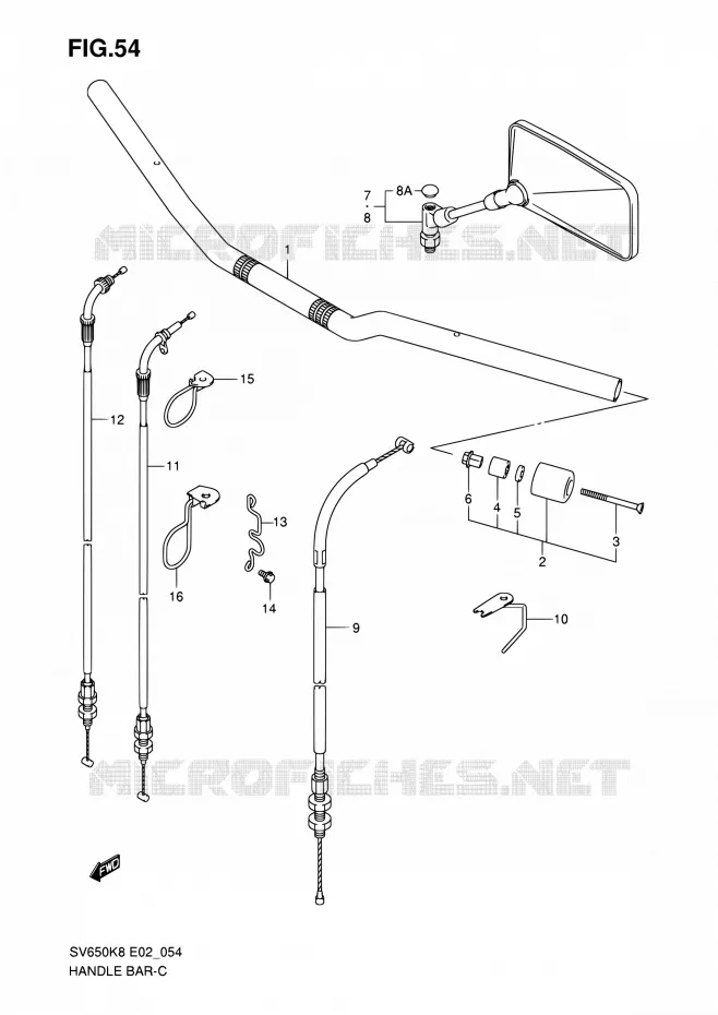 GUIDON (WITHOUT COWLING) Suzuki MOTO 650 SV 2008  SV650AK8(E24)