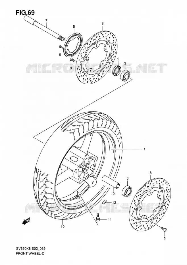 ROUE AVANT (VOIR NOTE) Suzuki MOTO 650 SV 2008  SV650AK8(E24)