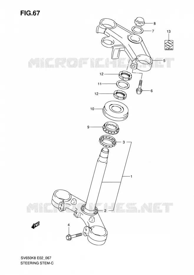 TE DE FOURCHE (VOIR NOTE) Suzuki MOTO 650 SV 2008  SV650AK8(E24)
