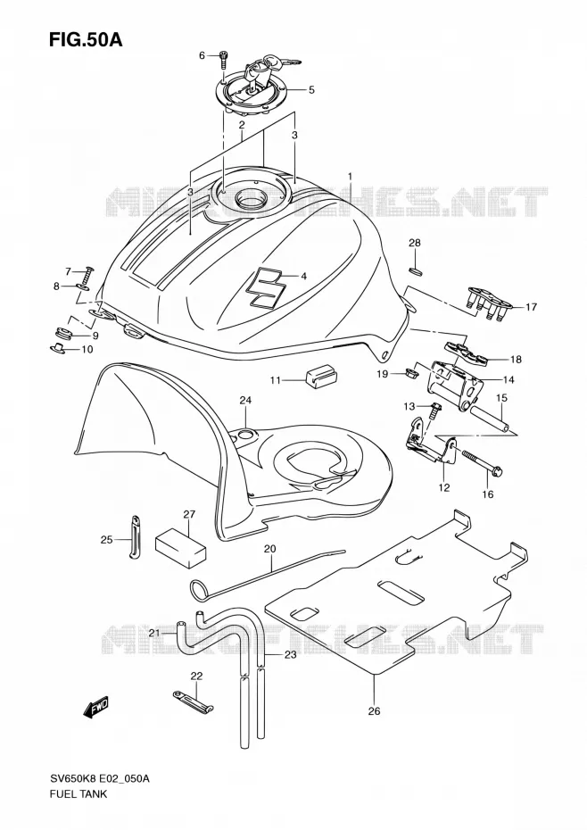 RESERVOIR D'ESSENCE (MODEL K9) Suzuki MOTO 650 SV-S 2009  SV650SK9(E19)