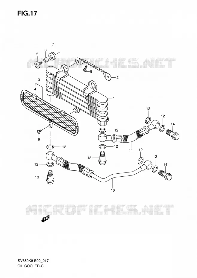 RADIATEUR D'HUILE Suzuki MOTO 650 SV 2010  SV650SL0(E24)