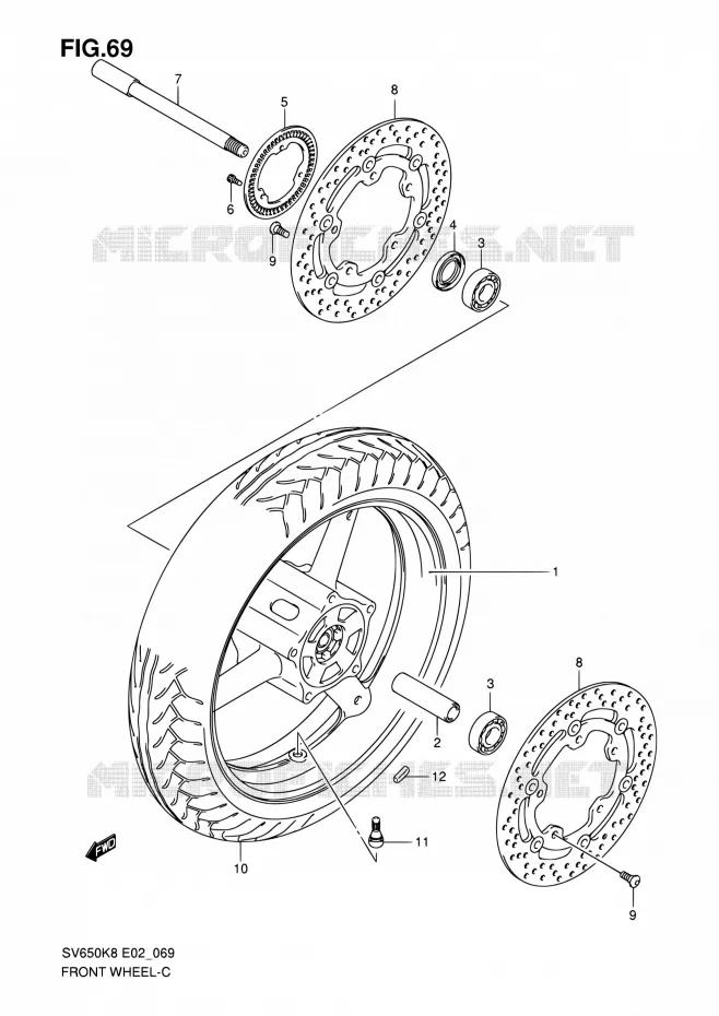 ROUE AVANT (VOIR NOTE) Suzuki MOTO 650 SV 2010  SV650SL0(E24)