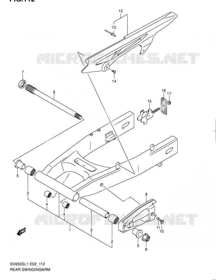 BRAS OSCILLANT ARRIERE (SV650SAL1 E24) Suzuki MOTO 650 SV 2011  SV650SL1(E24)