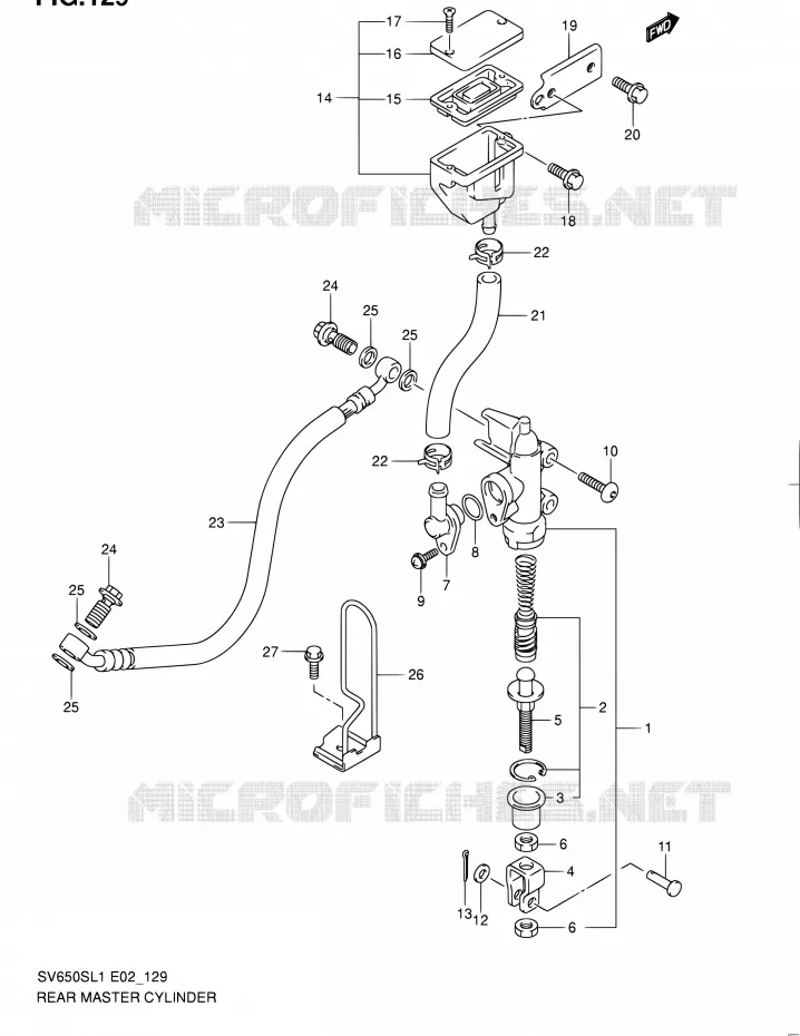 MAITRE CYLINDRE ARRIERE (SV650SUL1 E24) Suzuki MOTO 650 SV 2011  SV650SL1(E24)