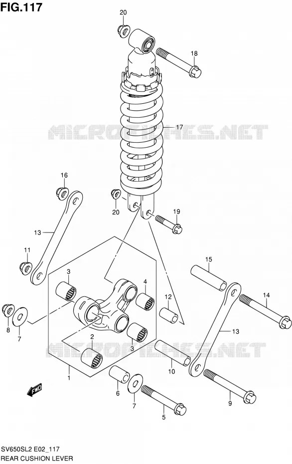 BIELLETTE D'AMORTISSEUR (SV650SAL2 E24) Suzuki MOTO 650 SV 2012  SV650SL2(E24)