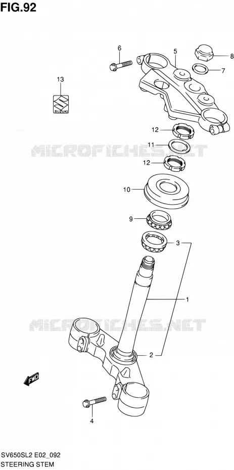 COLONNE DE DIRECTION (SV650SAL2 E24) Suzuki MOTO 650 SV 2012  SV650SL2(E24)