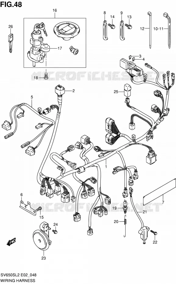 FAISCEAU ELECTRIQUE (SV650SL2 E02) Suzuki MOTO 650 SV 2012  SV650SL2(E24)