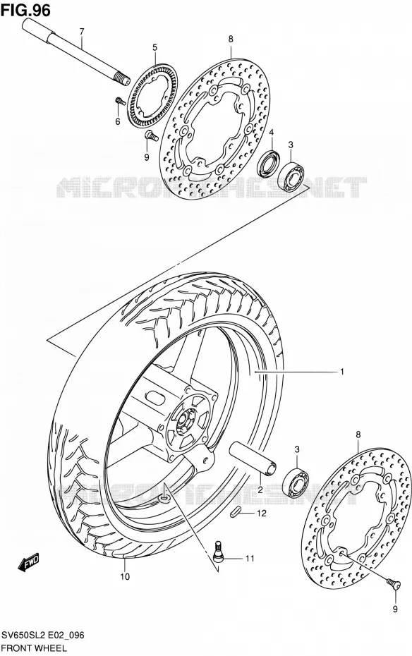ROUE AVANT (SV650SAL2 E24) Suzuki MOTO 650 SV 2012  SV650SL2(E24)
