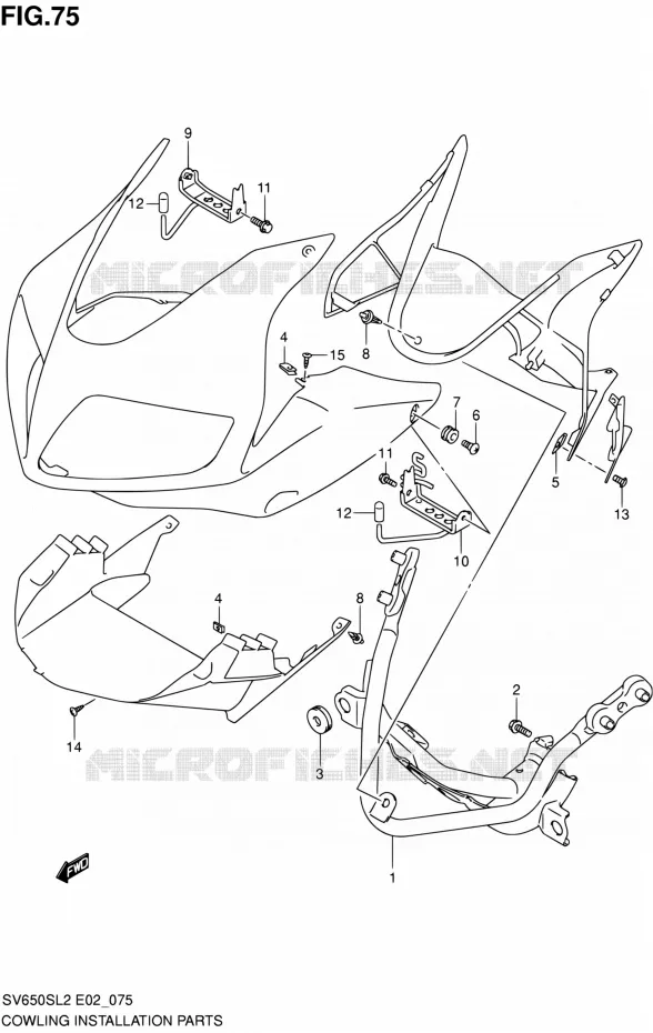 SUPPORTS / FIXATIONS CARENAGES Suzuki MOTO 650 SV 2012  SV650SL2(E24)