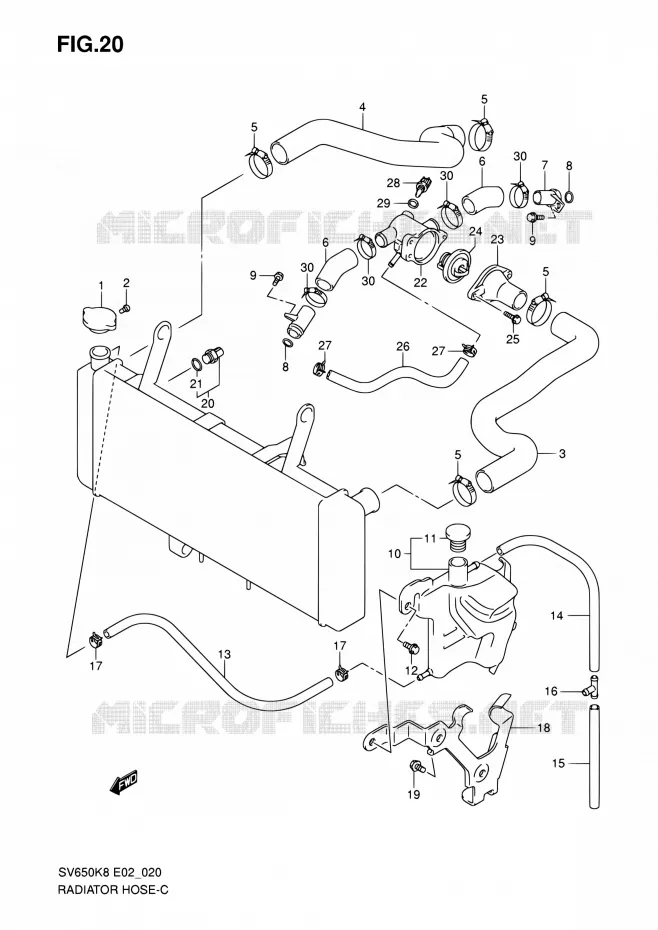DURITE DE RADIATEUR Suzuki MOTO 650 SV 2010  SV650SAL0(E19)