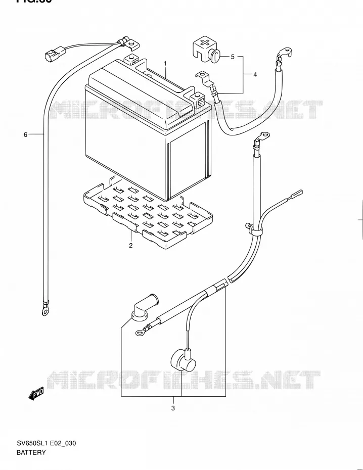 BATTERIE (SV650SL1 E02) Suzuki MOTO 650 SV 2011  SV650SAL1(E24)