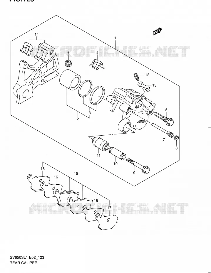 ETRIER DE FREIN ARRIERE (SV650SL1 E24) Suzuki MOTO 650 SV 2011  SV650SAL1(E24)