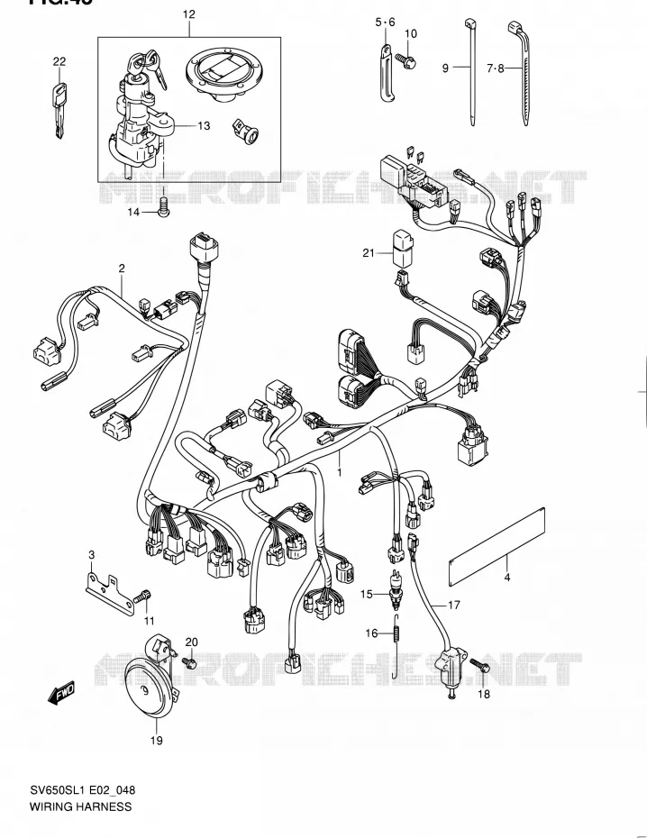 FAISCEAU ELECTRIQUE (SV650SL1 E02) Suzuki MOTO 650 SV 2011  SV650SAL1(E24)