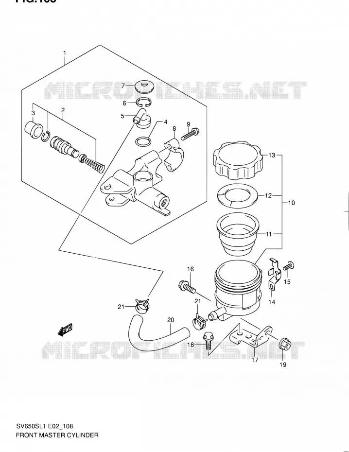 MAITRE CYLINDRE AVANT (SV650SAL1 E24) Suzuki MOTO 650 SV 2011  SV650SAL1(E24)