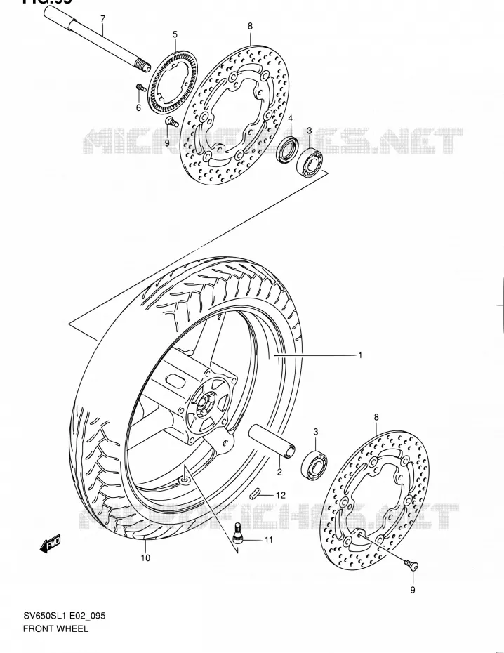 ROUE AVANT (SV650SAL1 E24) Suzuki MOTO 650 SV 2011  SV650SAL1(E24)