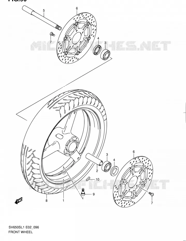 ROUE AVANT (SV650SUL1 E24) Suzuki MOTO 650 SV 2011  SV650SAL1(E24)