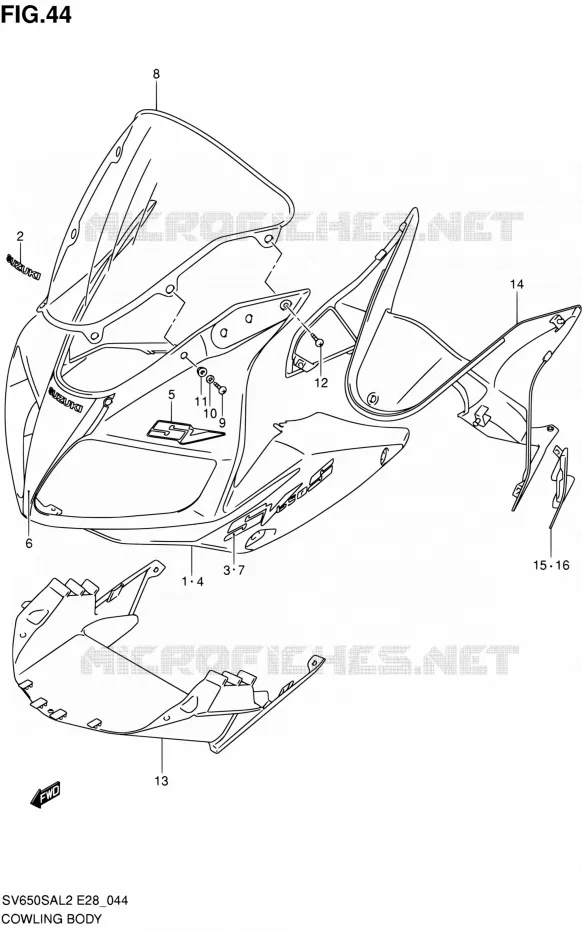 CARENAGES - ETIQUETTES Suzuki MOTO 650 SV-S 2012  SV650SA L2 (E03,E28,E33)